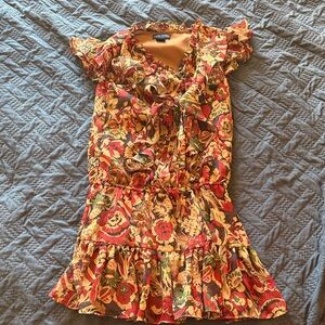 Polo by Ralph Lauren Floral Kids Dress in Red and Yellow